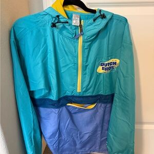 Dutch Bros Teal and Blue Windbreaker